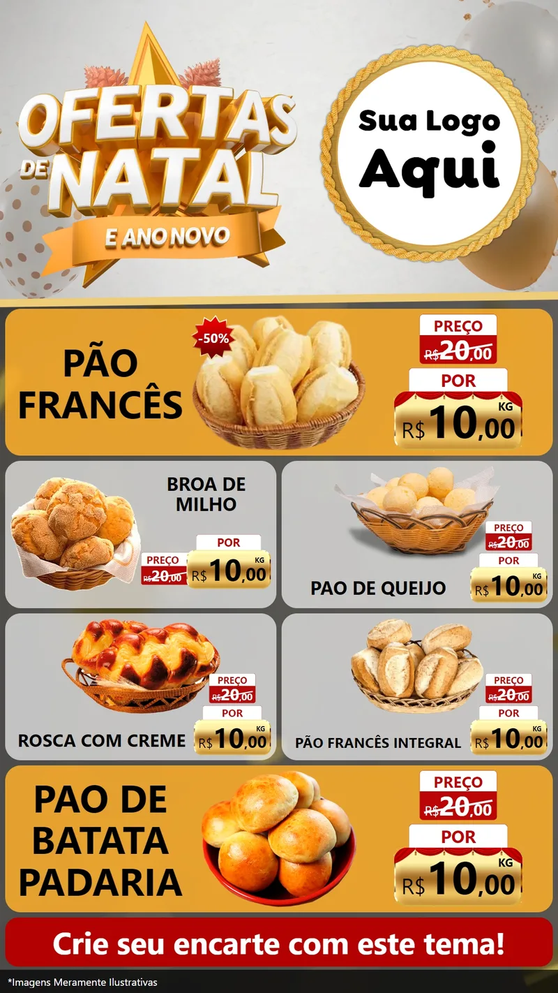Modelo de TV para TV Vertical com o tema Ofertas De Natal E Ano Novo para Padaria