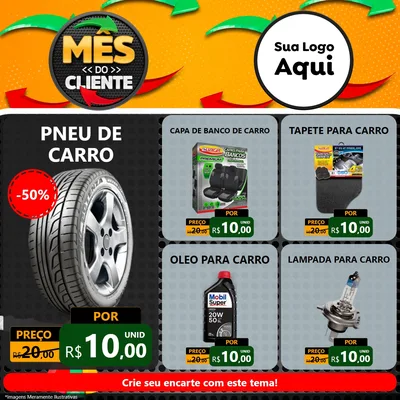 Modelo de Rede Social para Feed Facebook com o tema Mês do Cliente para Auto peças