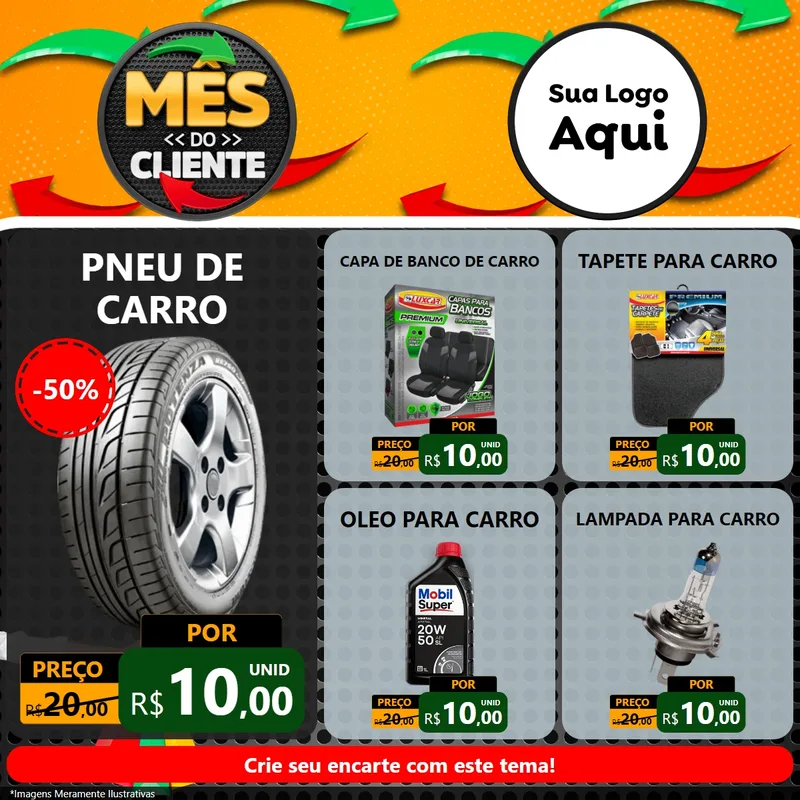 Modelo de Rede Social para Feed Facebook com o tema Mês do Cliente para Auto peças