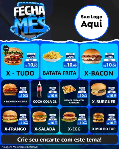 Modelo de Rede Social para Feed Instagram com o tema Fecha Mês para Hamburgueria