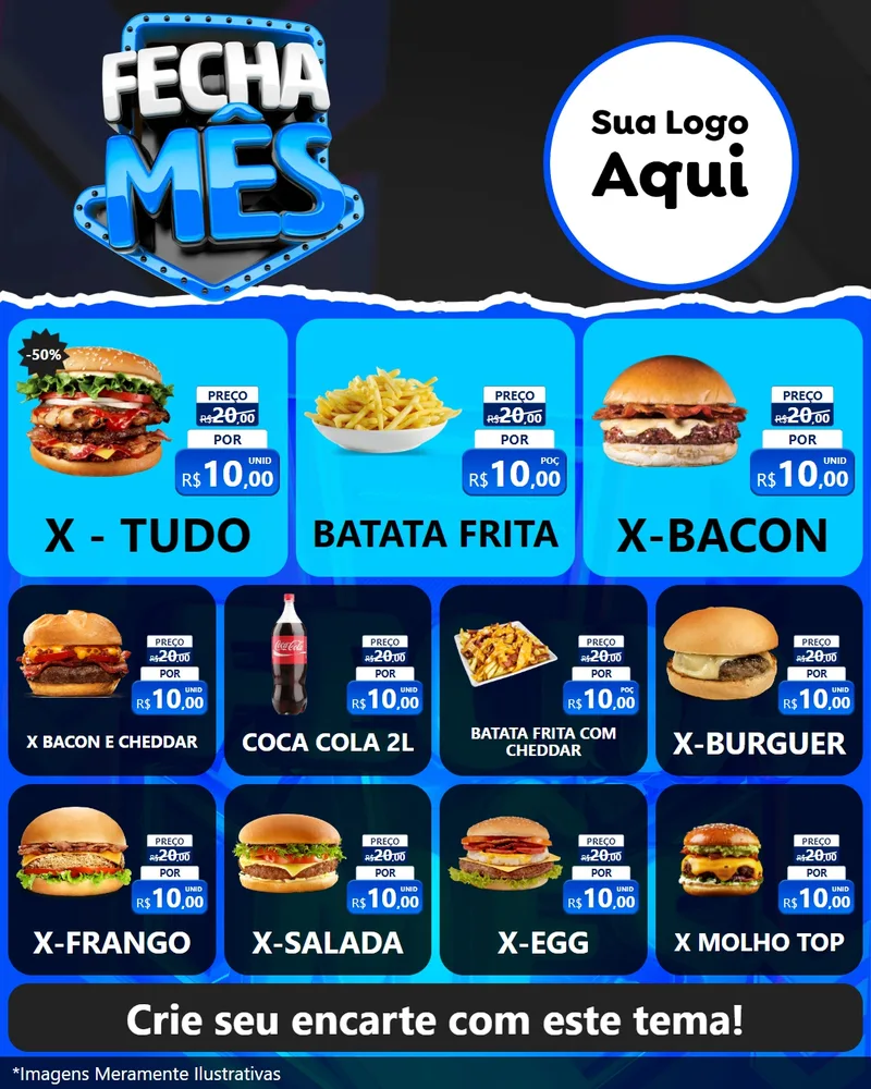 Modelo de Rede Social para Feed Instagram com o tema Fecha Mês para Hamburgueria