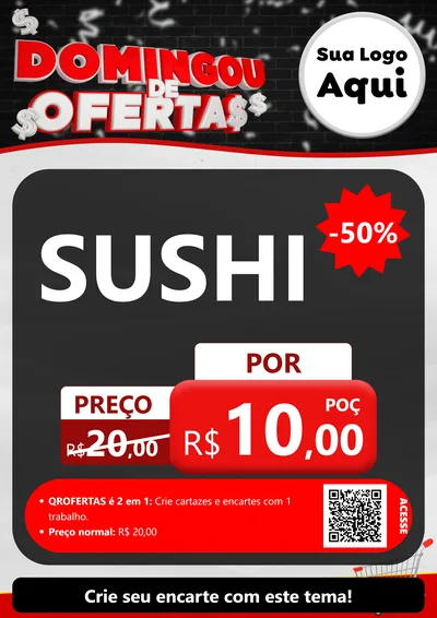 Modelo de Cartaz para Cartaz A4 Vertical com o tema Domingou de Ofertas para Comida japonesa