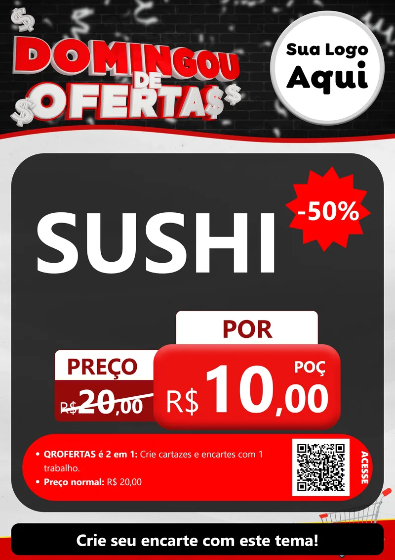 Modelo de Cartaz para Cartaz A4 Vertical com o tema Domingou de Ofertas para Comida japonesa