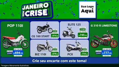 Modelo de TV para TV Horizontal com o tema Janeiro Sem Crise para Concessionaria de Motos