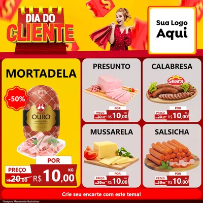 Modelo de Rede Social para Feed Facebook com o tema Dia do Cliente para Frios e Laticínios