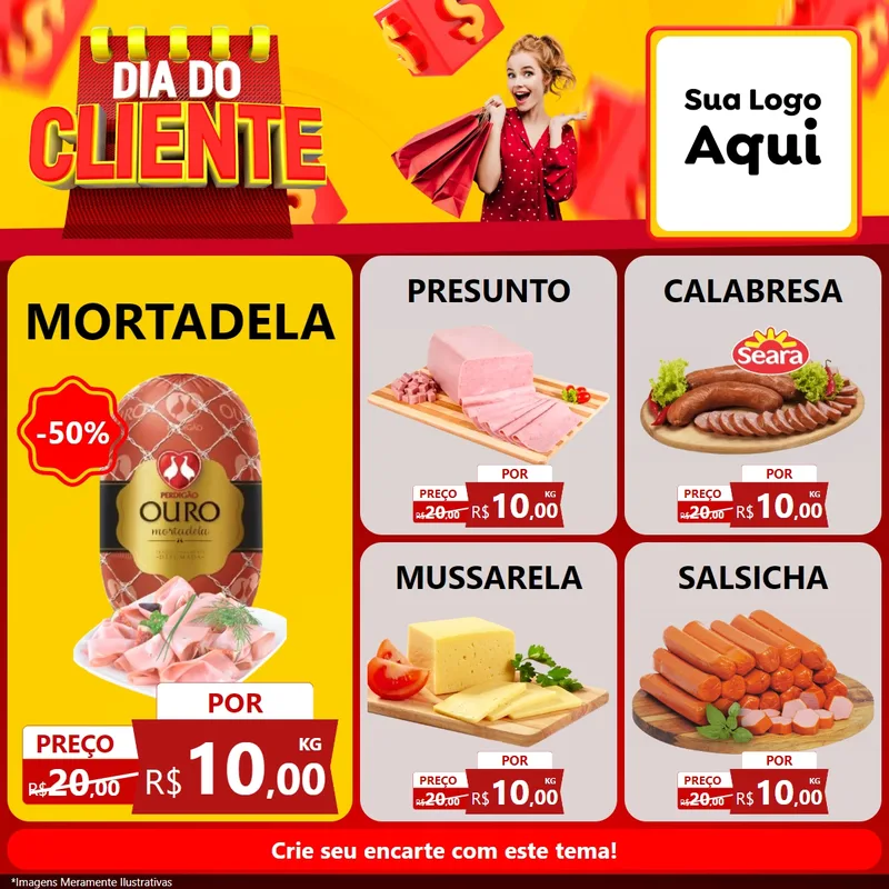 Modelo de Rede Social para Feed Facebook com o tema Dia do Cliente para Frios e Laticínios