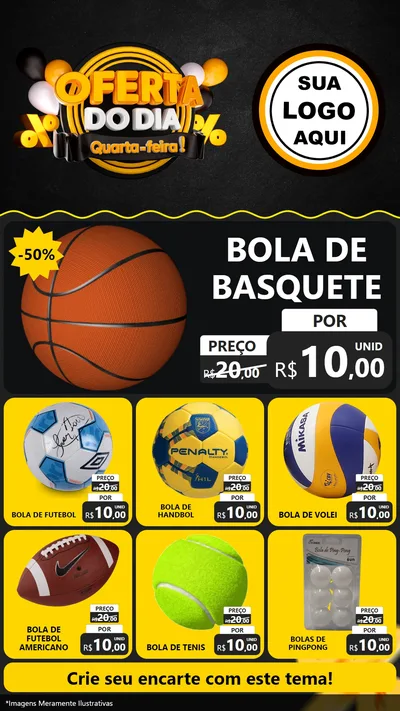 Modelo de Rede Social para Stories com o tema Oferta do Dia - Quarta Feira! para Artigos Esportivos
