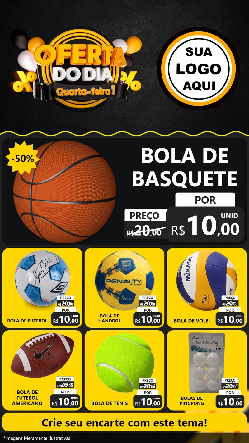 Modelo de Rede Social para Stories com o tema Oferta do Dia - Quarta Feira! para Artigos Esportivos