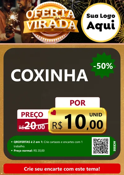 Modelo de Cartaz para Cartaz A4 Vertical com o tema Oferta da Virada para Salgadaria