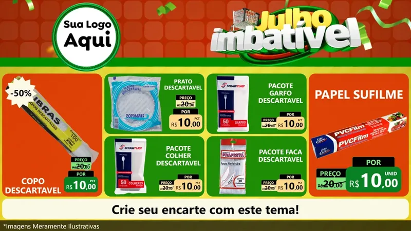 Modelo de TV para TV Horizontal com o tema Julho Imbatível para Embalagens