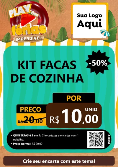 Modelo de Cartaz para Cartaz A4 Vertical com o tema Play Nas Férias Imperdível para Utilidades Domésticas