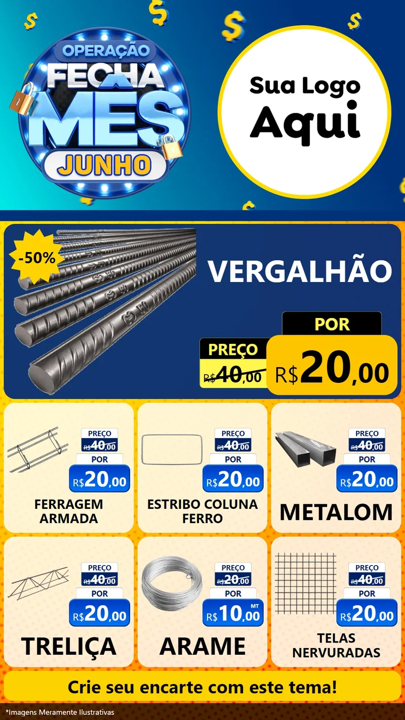 Modelo de Rede Social para Stories com o tema Operação Fecha Mês, Junho para Ferragens