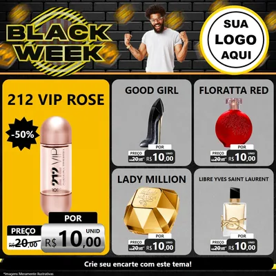 Modelo de Rede Social para Feed Facebook com o tema Black Week para Perfumes