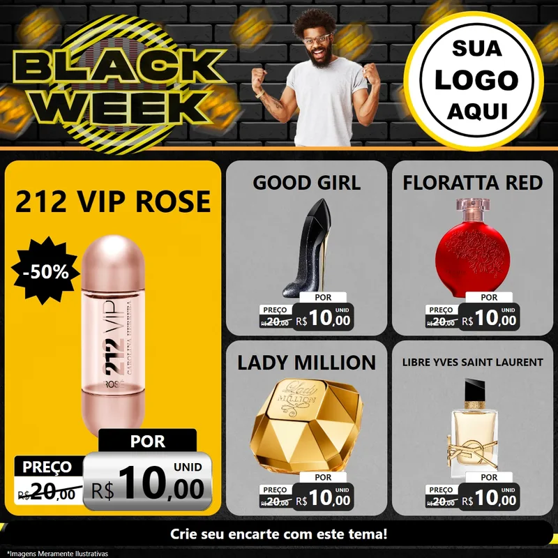 Modelo de Rede Social para Feed Facebook com o tema Black Week para Perfumes