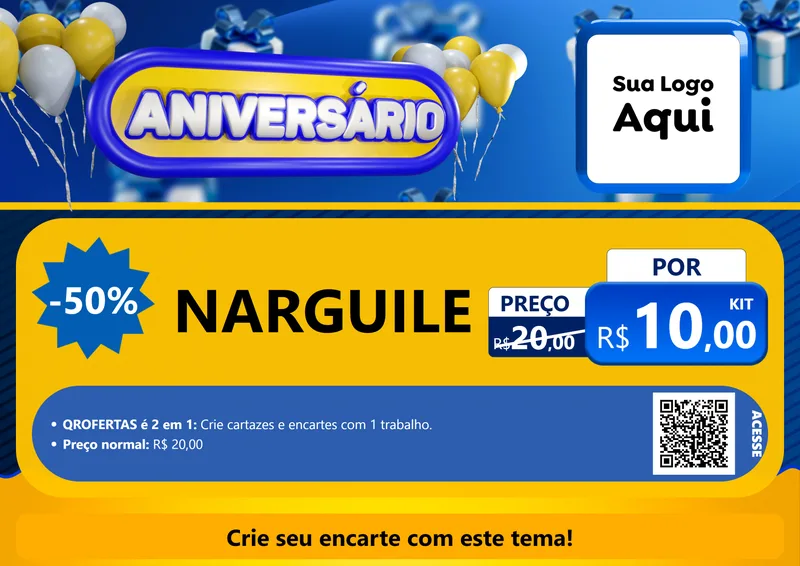 Modelo de Cartaz para Cartaz A4 Horizontal com o tema Aniversário para Tabacaria