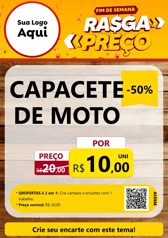 Modelo de Cartaz para Cartaz A4 Vertical com o tema Fim de Semana Rasga Preços para Moto peças