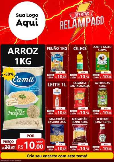 Modelo de Encarte para Encarte A4 Vertical com o tema Ofertas Relâmpago para Supermercado