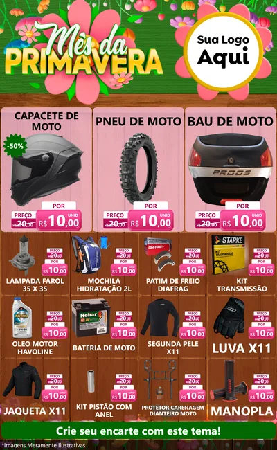 Modelo de Encarte para Encarte Grande com o tema Mês da Primavera para Moto peças
