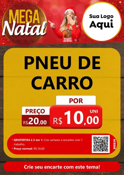 Modelo de Cartaz para Cartaz A4 Vertical com o tema Mega Natal para Auto peças