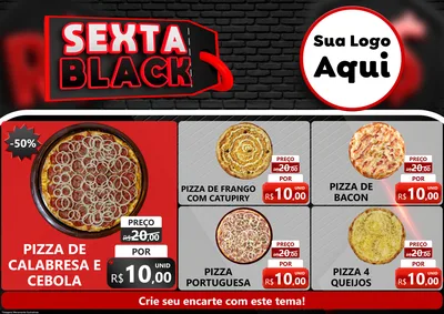Modelo de Encarte para Encarte A4 Horizontal com o tema Sexta Black para Pizzaria