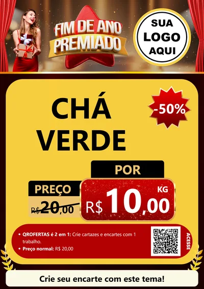 Modelo de Cartaz para Cartaz A4 Vertical com o tema Fim de Ano Premiado para Produtos Naturais