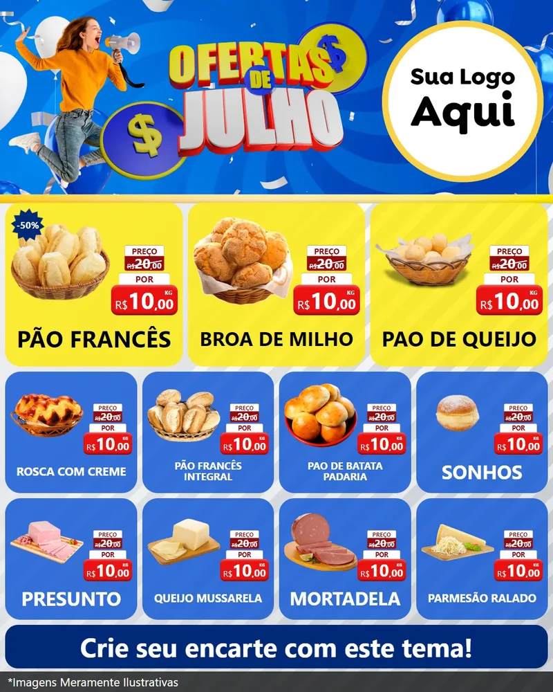 Modelo de Rede Social para Feed Instagram com o tema Ofertas de Julho para Padaria