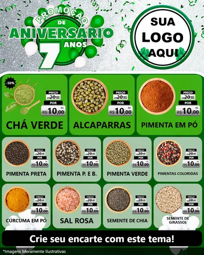 Modelo de Rede Social para Feed Instagram com o tema Promoção de Aniversário - 7 Anos para Produtos Naturais
