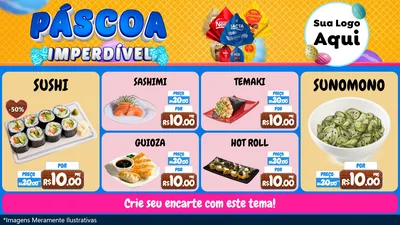 Modelo de TV para TV Horizontal com o tema Páscoa Imperdível para Comida japonesa