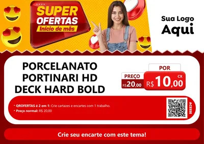 Modelo de Cartaz para Cartaz A4 Horizontal com o tema Super Ofertas Inicio De mês para Pisos e revestimentos
