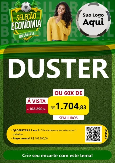 Modelo de Cartaz para Cartaz A4 Vertical com o tema Seleção de Economia - Copa para Concessionaria de Carros