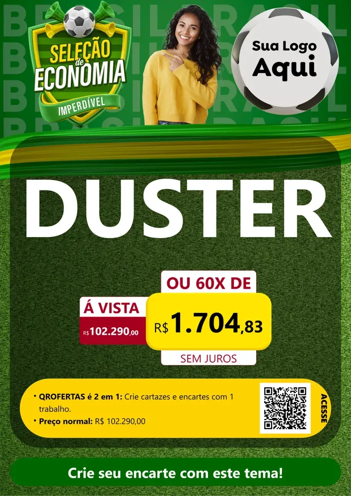 Modelo de Cartaz para Cartaz A4 Vertical com o tema Seleção de Economia - Copa para Concessionaria de Carros