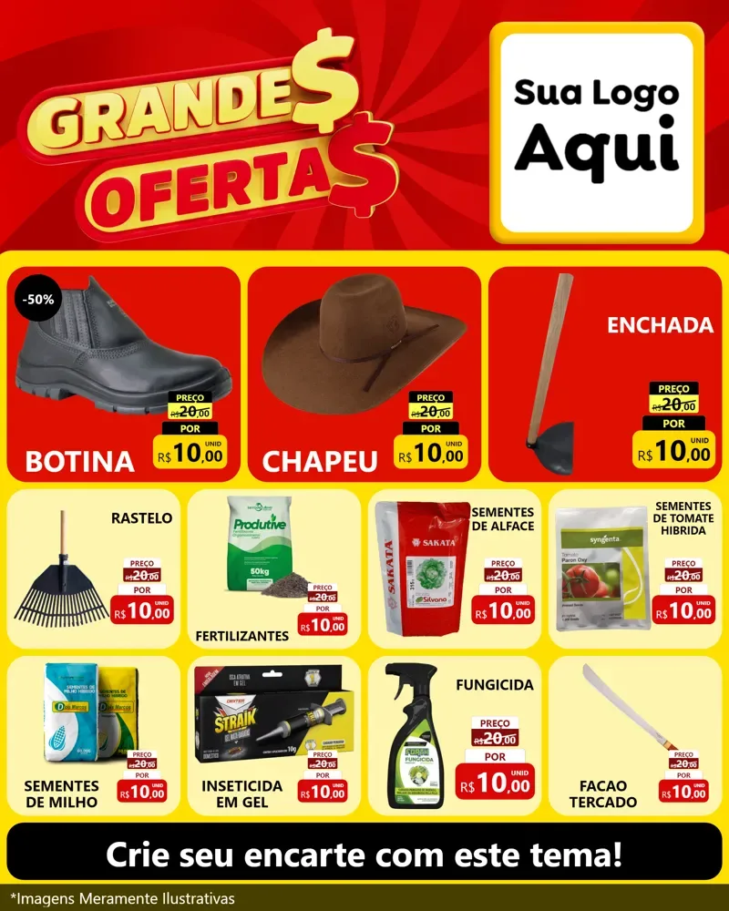 Modelo de Rede Social para Feed Instagram com o tema Grandes Ofertas para Agropecuária