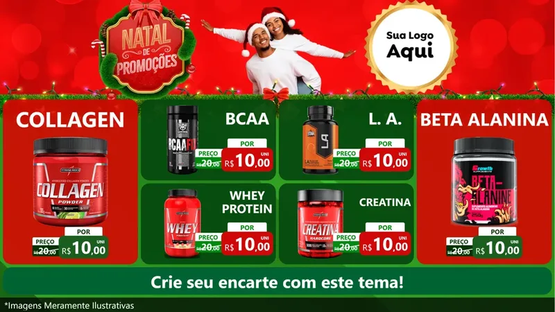 Modelo de TV para TV Horizontal com o tema Natal de Promoções para Suplementos alimentares