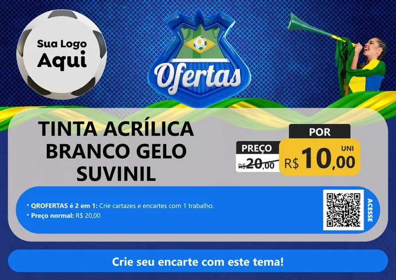 Modelo de Cartaz para Cartaz A4 Horizontal com o tema Ofertas (Futebol) para Tintas e Ferramentas