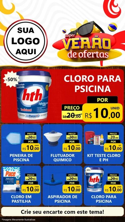 Modelo de Rede Social para Stories com o tema Super Verão de Ofertas para Produtos para Piscina