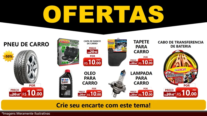 Modelo de TV para TV Horizontal com o tema Ofertas Preto e Vermelho Cartaz para Auto peças