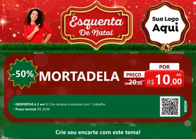 Modelo de Cartaz para Cartaz A4 Horizontal com o tema Esquenta de Natal para Frios e Laticínios