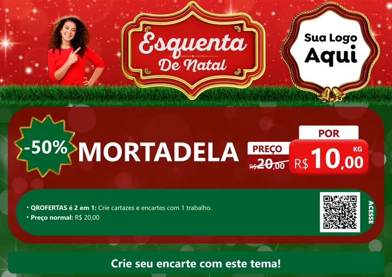 Modelo de Cartaz para Cartaz A4 Horizontal com o tema Esquenta de Natal para Frios e Laticínios