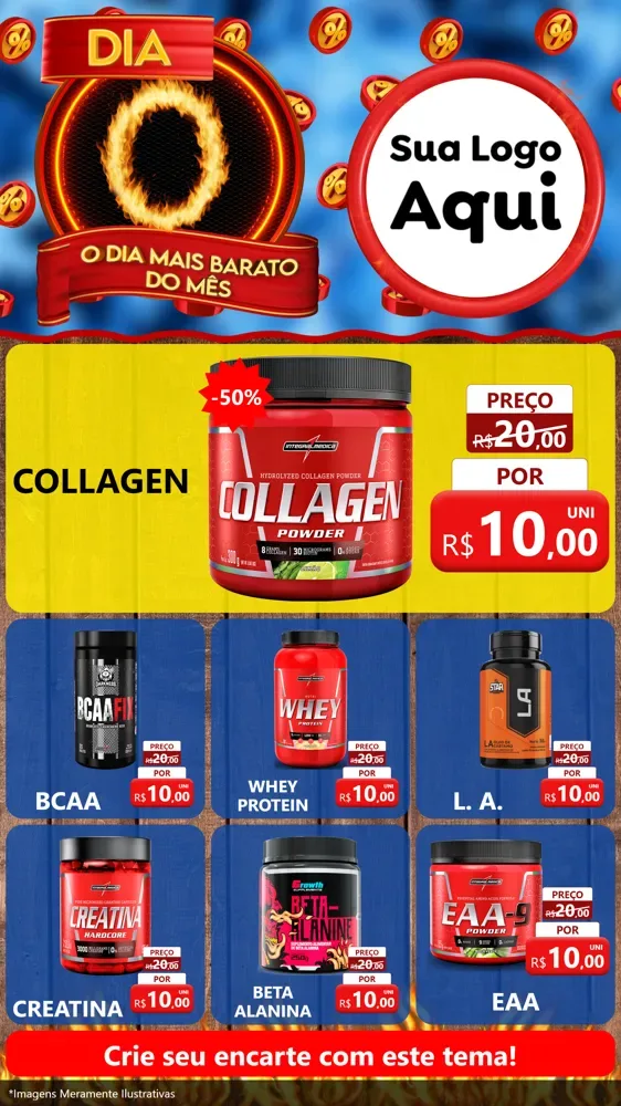 Modelo de Rede Social para Stories com o tema Dia O - O Dia Mais Barato Do Mês para Suplementos alimentares