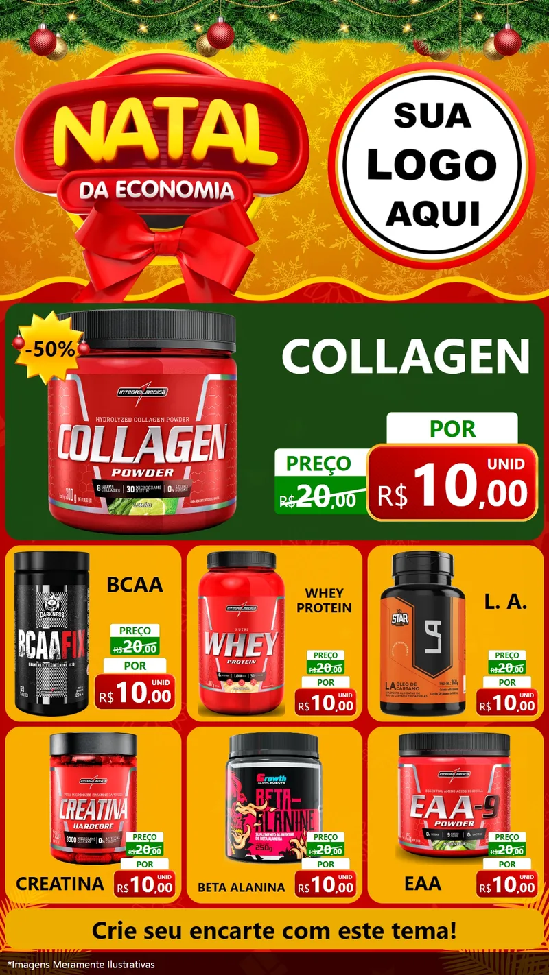 Modelo de Rede Social para Stories com o tema Natal da Economia para Suplementos alimentares