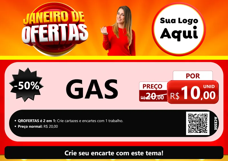 Modelo de Cartaz para Cartaz A4 Horizontal com o tema Janeiro de Ofertas para Água e gás