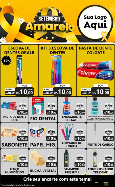 Modelo de Encarte para Encarte Grande com o tema Setembro Amarelo para Higiene Pessoal