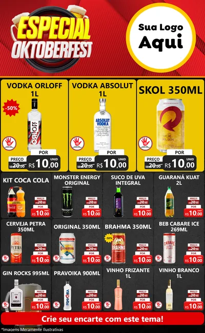 Modelo de Encarte para Encarte Grande com o tema Especial Oktoberfest para Distribuidora de bebidas