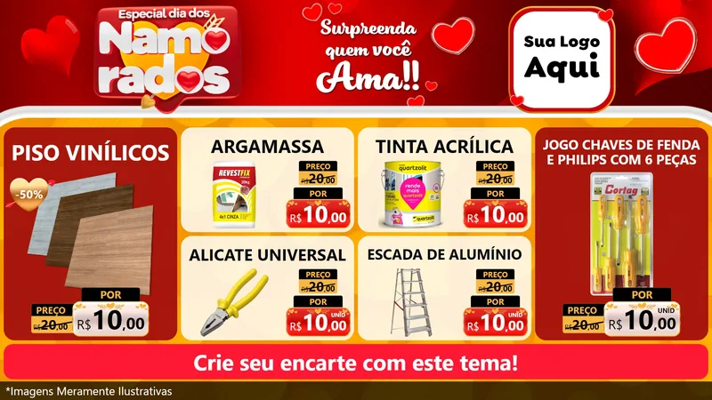 Modelo de TV para TV Horizontal com o tema Especial Dia dos Namorados para Material para Construção