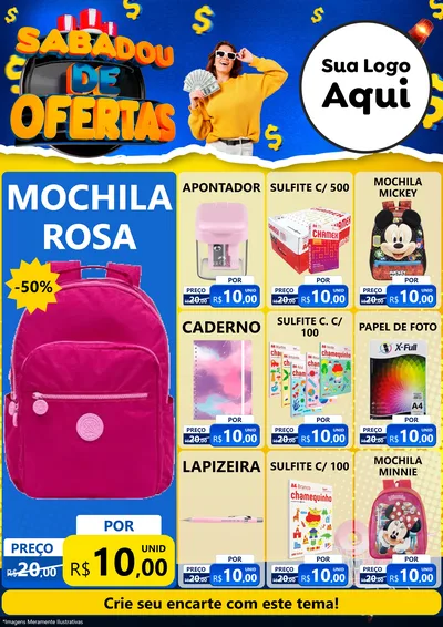 Modelo de Encarte para Encarte A4 Vertical com o tema Sabadou de Ofertas para Papelaria