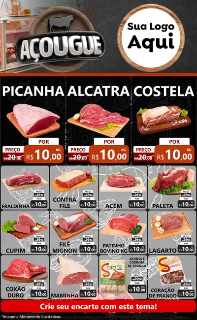 Modelo de Encarte para Encarte Grande com o tema Açougue para Açougue