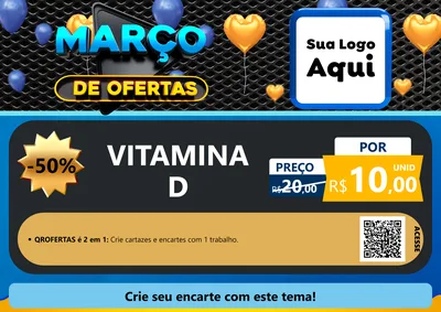 Modelo de Cartaz para Cartaz A4 Horizontal com o tema Março de Ofertas para Farmácia