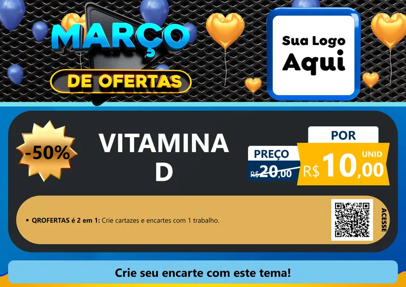 Modelo de Cartaz para Cartaz A4 Horizontal com o tema Março de Ofertas para Farmácia