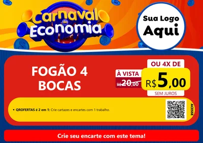 Modelo de Cartaz para Cartaz A4 Horizontal com o tema Carnaval da Economia para Móveis e Eletro