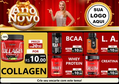 Modelo de Encarte para Encarte A4 Horizontal com o tema Super Ano Novo para Suplementos alimentares